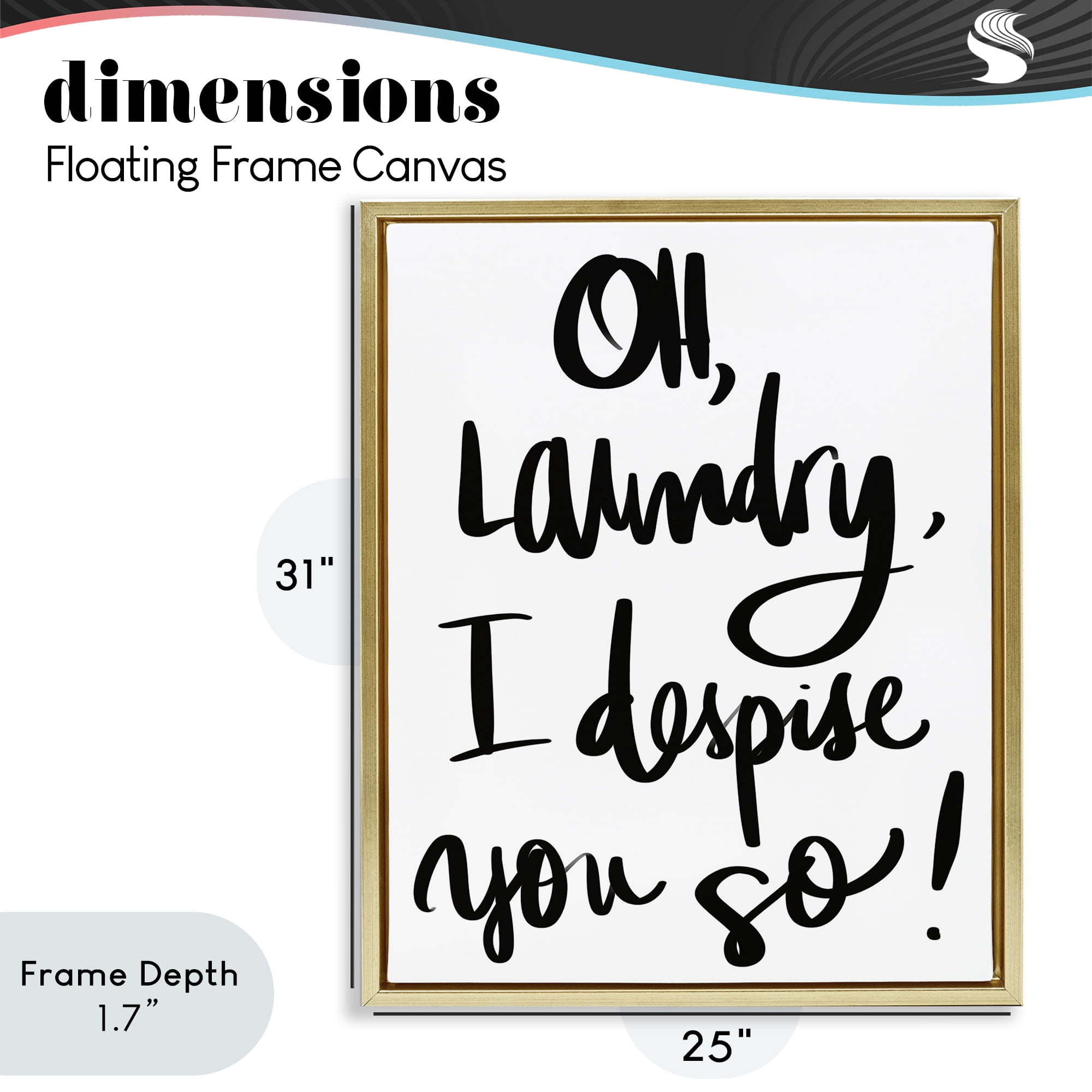 Stupell Industries Laundry I Despise You Gold Framed Floater Canvas Wall Art, design by SD Graphics Studio