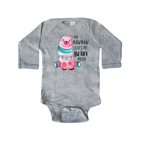 

Inktastic My Mawmaw Loves Me Beary Much with Cute Bear Gift Baby Boy or Baby Girl Long Sleeve Bodysuit