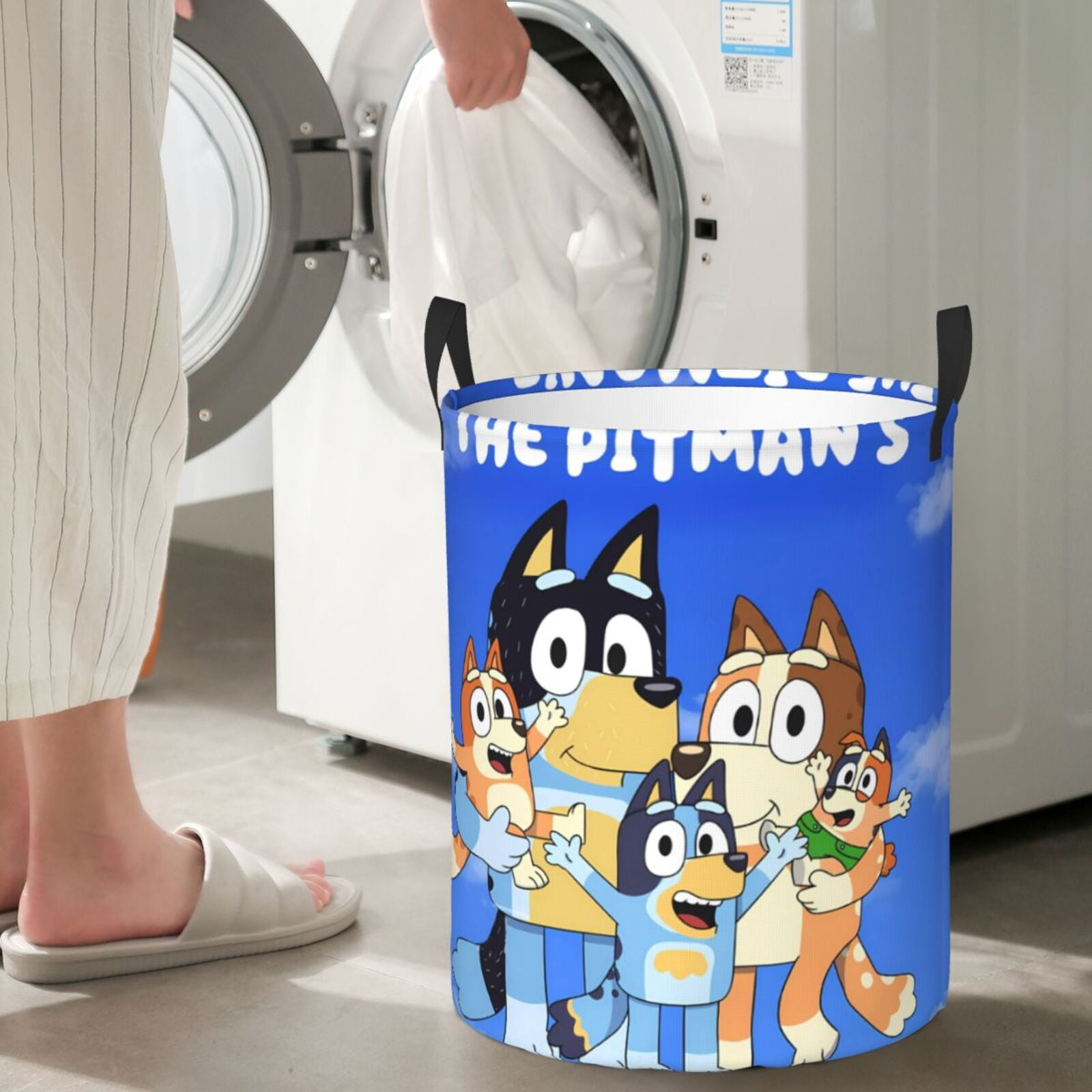 Johaoi Bluey Pattern Round Large Laundry Basket -Storage Basket - Toy Storage Basket, Perfect as Hamper, Kids Room Storage, and Toy Containment-
