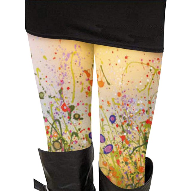 MKLEKYY Leggings de yoga para mujer, pantalones de yoga para mujer, informales, con estampado floral, elásticos, de cintura alta, para yoga, correr, fitness diario