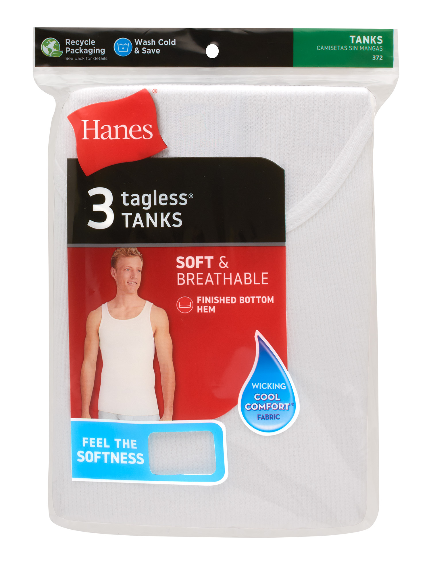 Hanes Men's White Tank Undershirts, 3 Pack - image 2 of 9