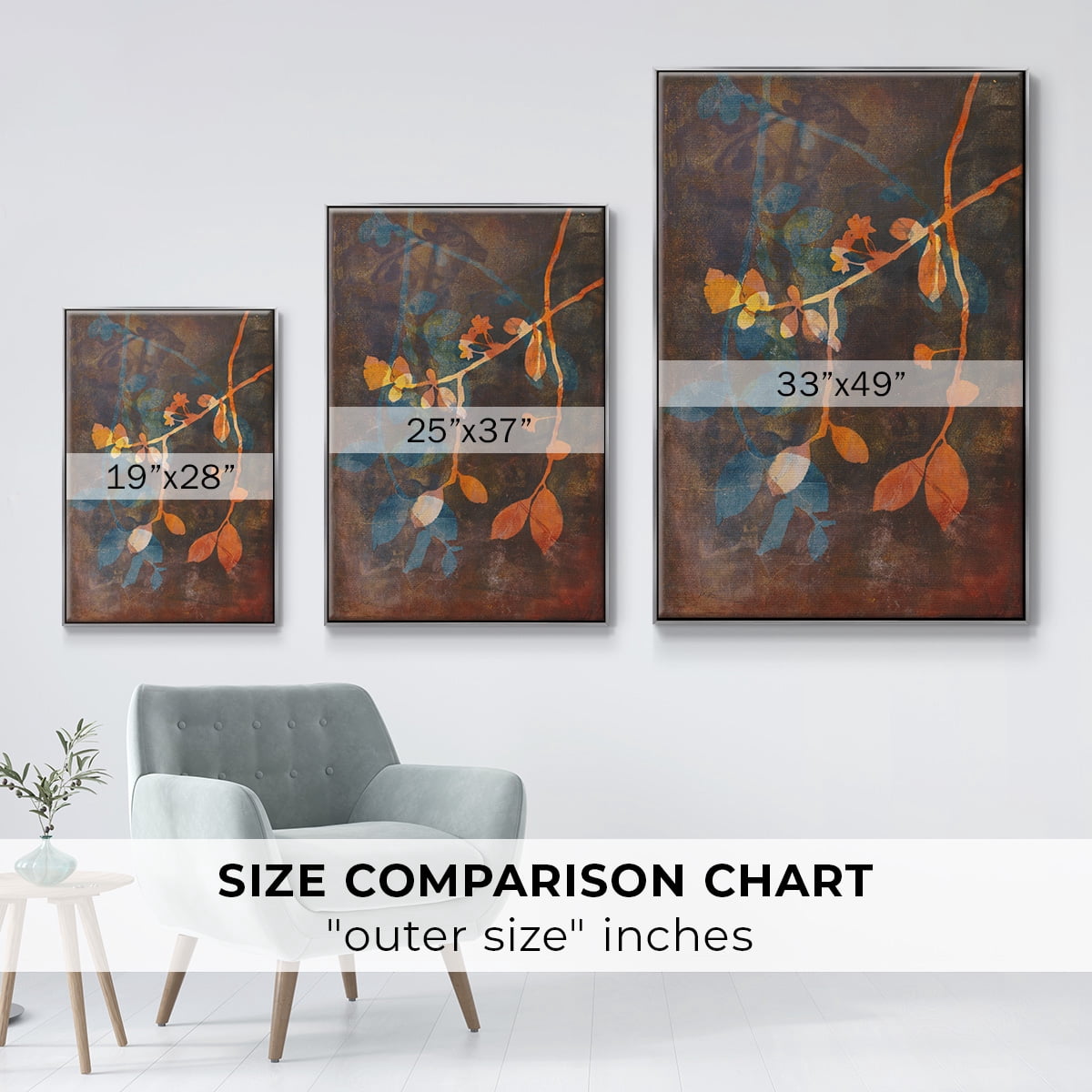 Branching Out V Framed Premium Gallery Wrapped Canvas - Ready to Hang - 27 x 41 - Silver Floating Frame