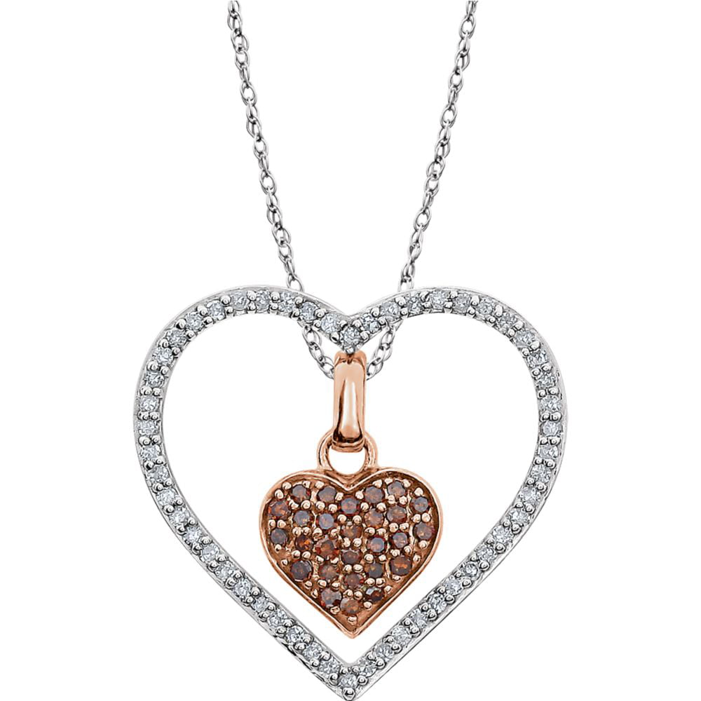 Diamond2Deal - 14K White Gold 1/3 Carat (cttw) Diamond Heart Pendant