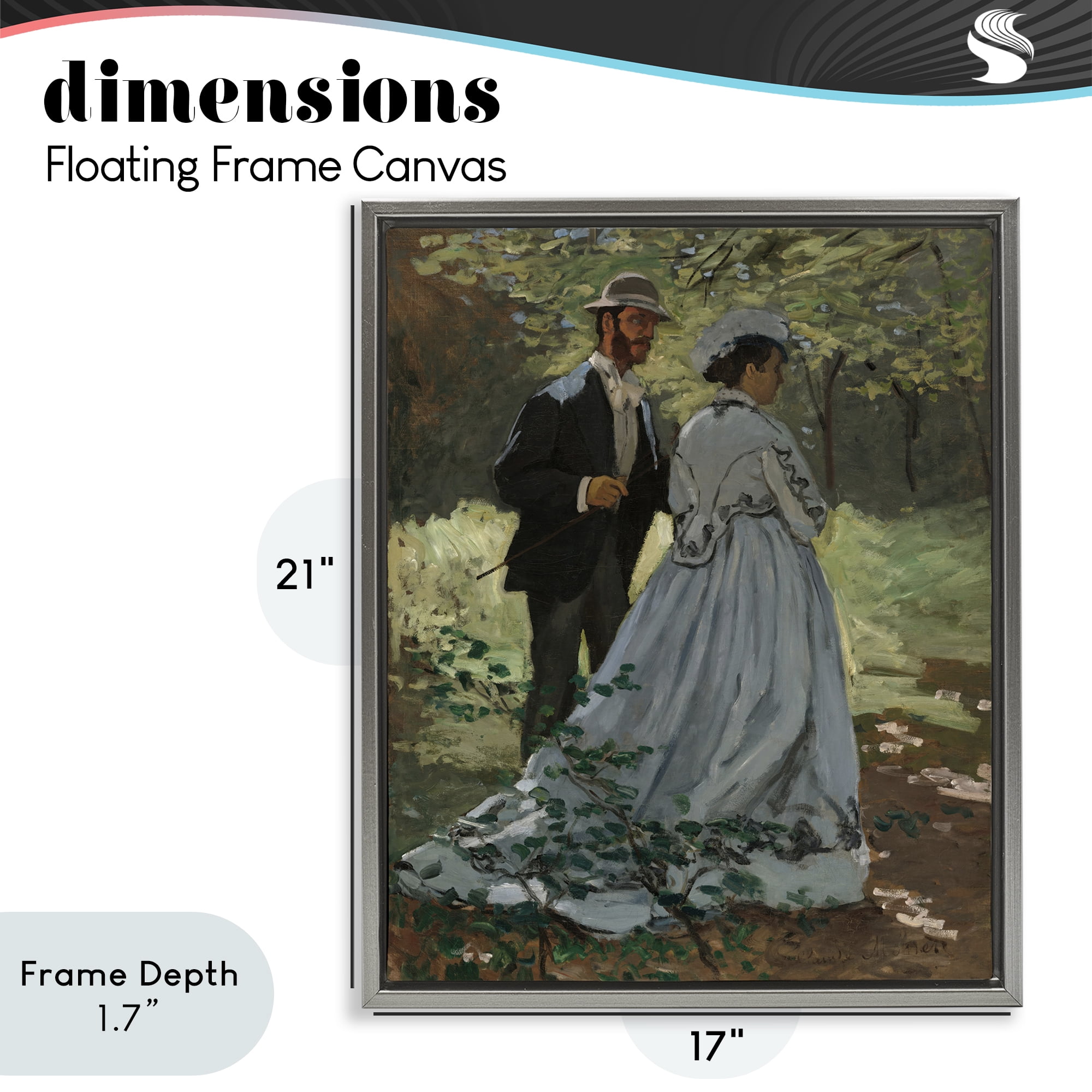 Stupell Industries Bazille & Camille in Nature Gray Framed Floater Canvas Wall Art, design by Tina LeCour