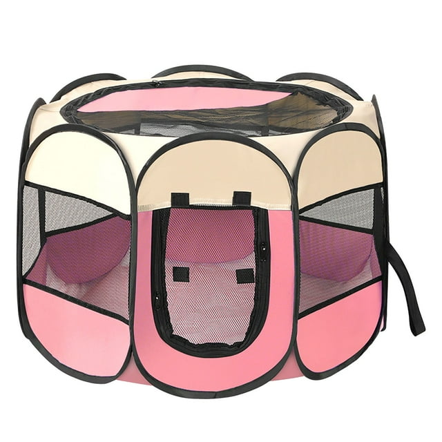 HHBEAUTY Parc Portable pour Chat pour Chats d'Intérieur Fermé, Petit Parc Pliable pour Chien Chiot Cage Chenil Cage Extérieur avec Toit Supérieur, Tente de Jeu Pop-Up Pliable pour Chaton pour Camping VR