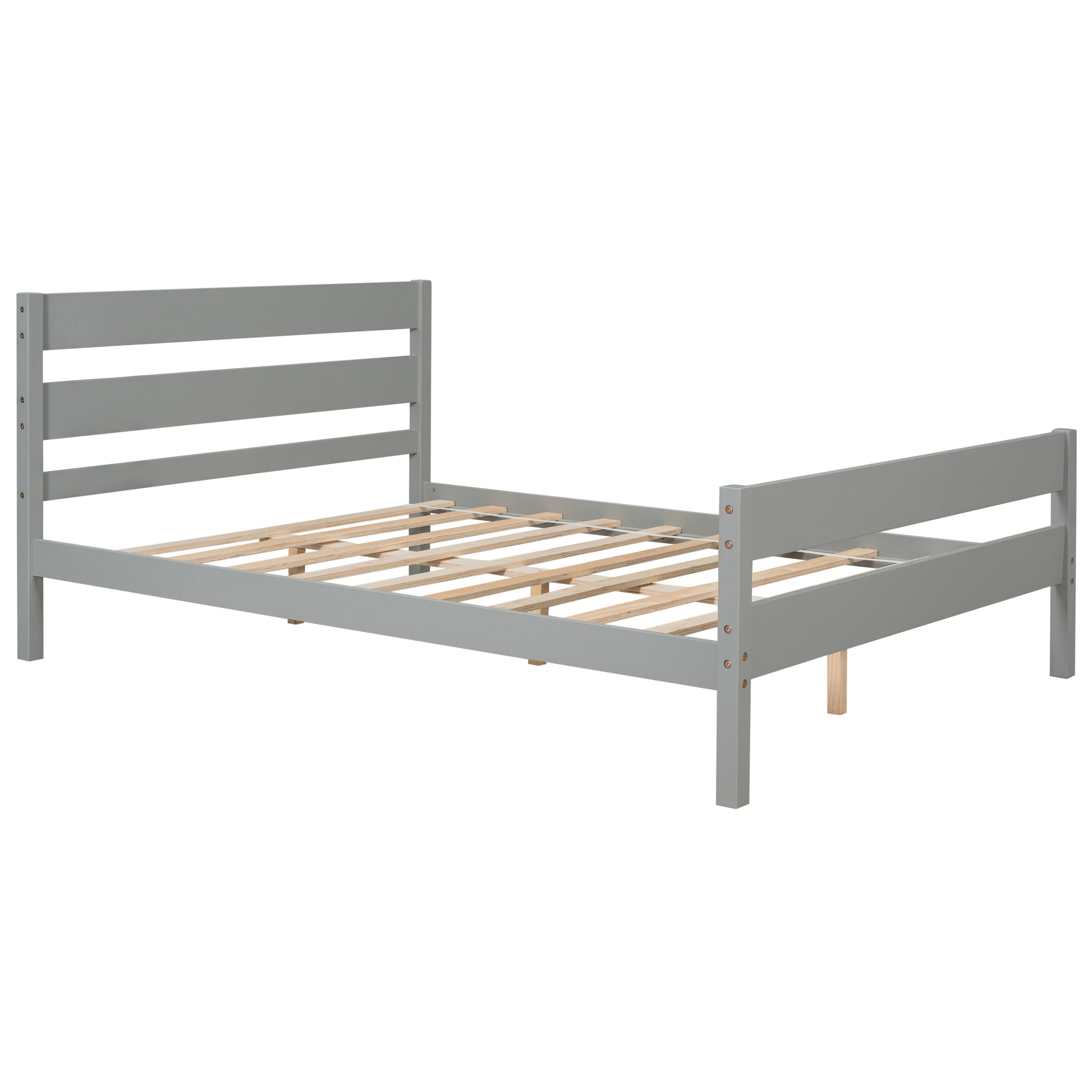 Bellemave Full Bed Frames,Wood Platform Bed with Headboard and Footboard, Full Size Sleigh Bed with Wood Slat Support, No Box Spring Needed (Gray)