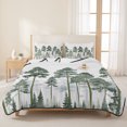 thumbnail image 3 of Queen Quilt Set 90''x96'', Green Botanical Lightweight Summer Bedspread Coverlet Set with 2 Pillow Shams, Watercolor Tree Breathable All Season Quilt Bedding for Bedroom/Guest Room, 3 of 9