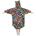 thumbnail image 2 of FORMRS Wearable Blanket Hoodie with Sleeves for Kids Cozy Flannel Sweatshirt, Vibrant Dragon Scales Pattern, 2 of 7