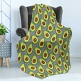 thumbnail image 4 of Avocado Soft Flannel Fleece Blanket, Pattern with Delicious Vegan Elements on Monochrome Zigzag Background Print, Cozy Plush for Indoor and Outdoor Use, 60" x 80", Black Brown Green, by Ambesonne, 4 of 5
