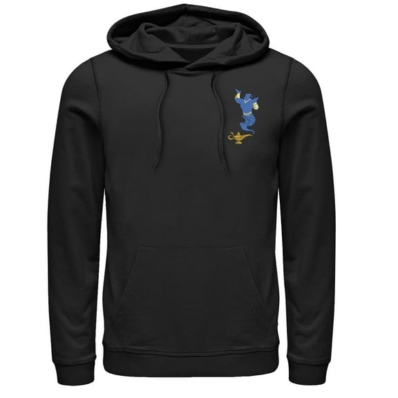Men's Aladdin Genie Badge Pull Over Hoodie Black X Large