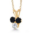 thumbnail image 2 of Gem Stone King 14K Yellow Gold Black Onyx and White Lab Grown Diamond 3-Stone Pendant Necklace for Women (0.30 Cttw, Gemstone December Birthstone, Round 3MM, 18 inch Chain), 2 of 4