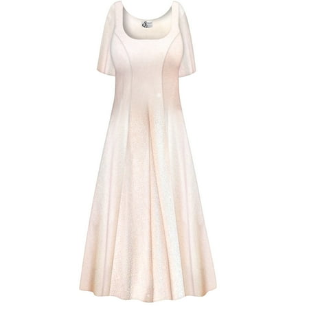 Medium Petite Womens Dress Rosé Sparkling Short Sleeve Princess Cut
