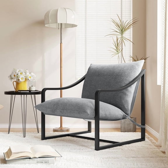 Contemporary Fabric Lounge Chair with Sturdy Metal Frame, Comfortable Accent Seating for Living Room Bedroom Reading Area
