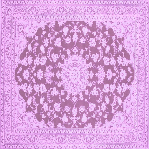 Ahgly Company Indoor Square Medallion Purple Traditional Area Rugs, 4' Square