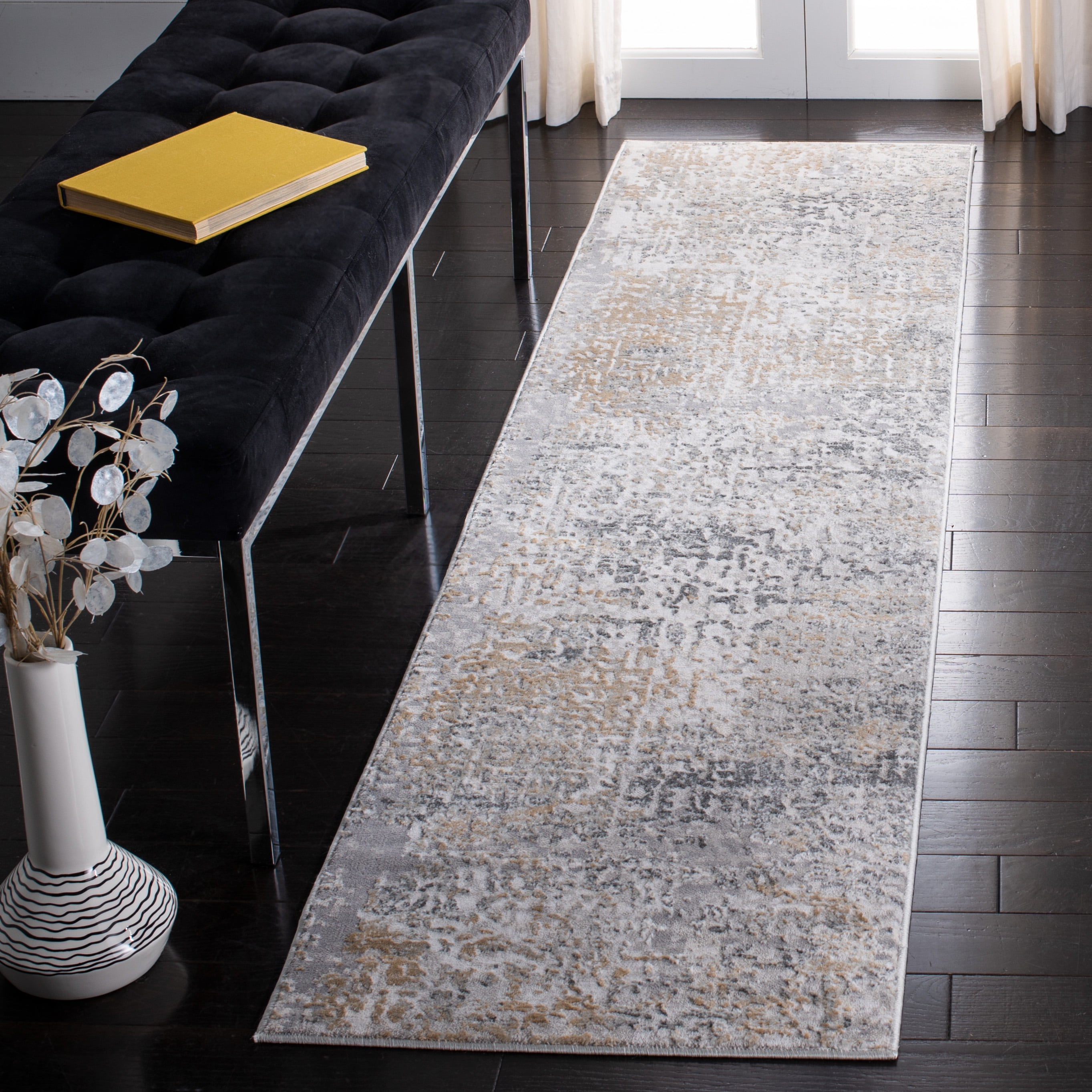 SAFAVIEH Vogue Martha Abstract Runner Rug, Beige/Grey, 2' x 12'