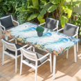 thumbnail image 2 of Jellyfish Coastal Table Cloths for 6 Foot Rectangle Tables, Summer Nautical Starfish Coral Ocean Patio Waterproof Elastic Fitted Tablecloths, Washable Rectangular Table Cover for Camping, 2 of 8