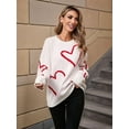thumbnail image 6 of Women Heart Print Sweaters Long Sleeve Crewneck Oversized Pullover Sweater Cute Love Pattern Knitted Jumper Tops White L, 6 of 9