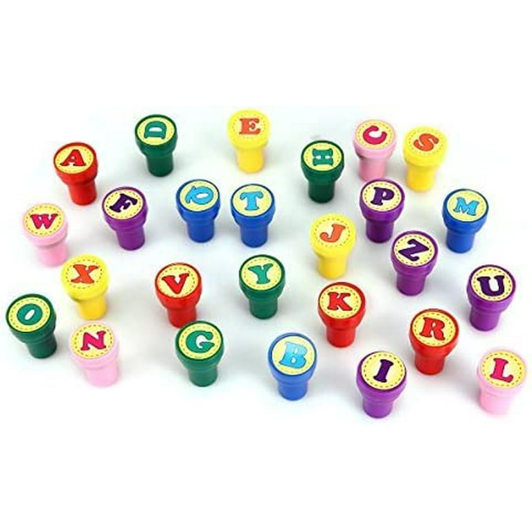 LUCKYBIRD Letter Stamps for Classroom and Teachers, Colorful Self Inking  Plastic Alphabet Stamps for Kids, 26 Count