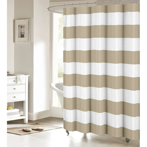 Tan Taupe Stripe Shower Curtain for Bathroom Hotel Quality Fabric ...