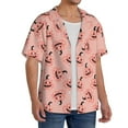 Adobk Smiling Pink Pumpkins Print Men's Casual Button Down Shirt Summer