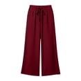 thumbnail image 6 of ClodeEU Women's Elastic Waist Wide Leg Pants,Casual Loose Fit Lounge Trousers with Pockets Wine,Women's Plus M, 6 of 6