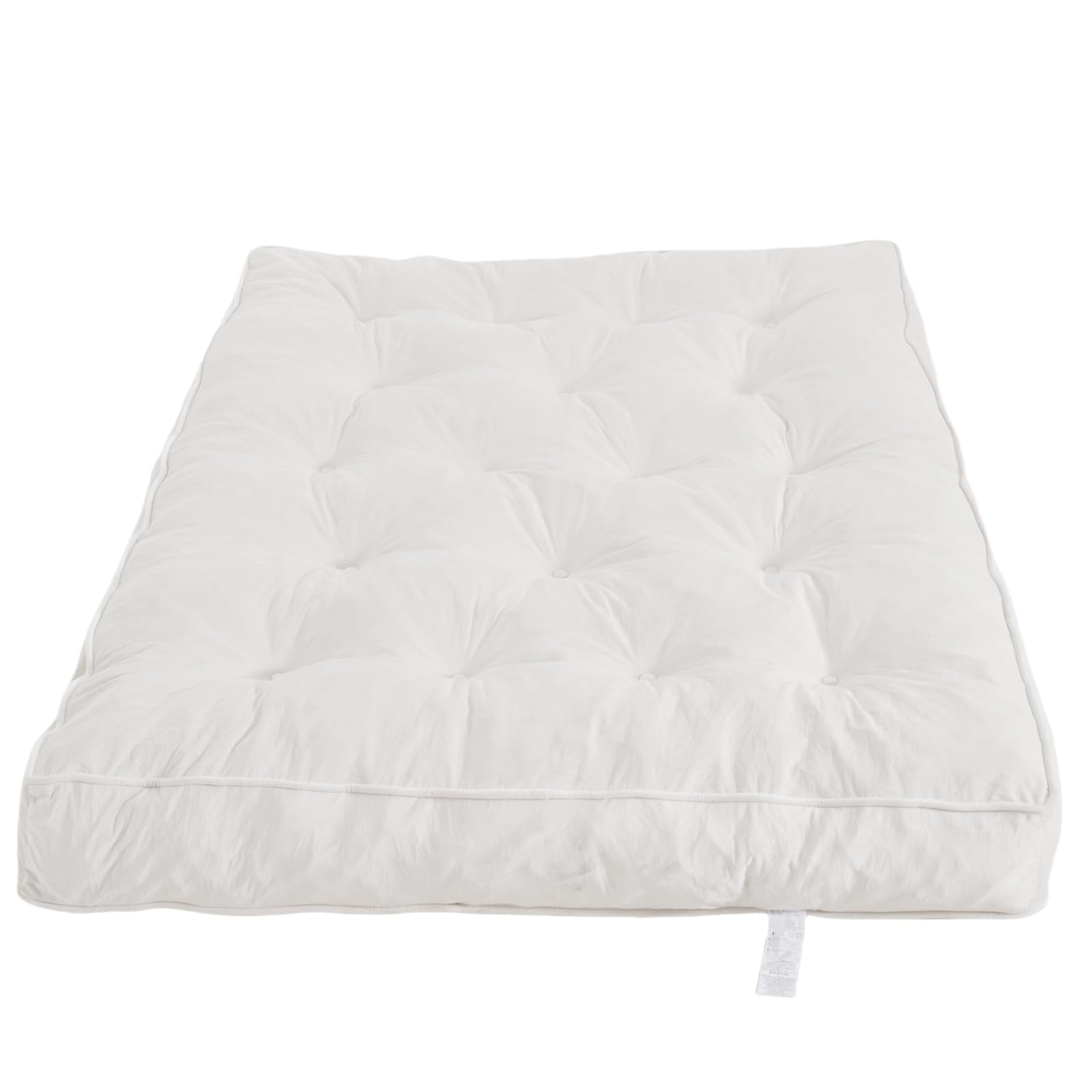 8-inch Futon Mattress Full Size, Thick Futon Sofa Couch Bed Foldable Floor Sleeping Pad for Adults, Ultra-Soft Foam Floor Bed Mattress, Portable Velvet Tatami Mat, (Frame Not Included), White