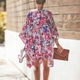 thumbnail image 4 of Rovga Women'S Swimwear Cover Ups 3/4 Sleeve Long Flowy Kimono Cardigans Boho Chiffon Floral Beach Cover Up Tops 2Xl Hot Pink, 4 of 9