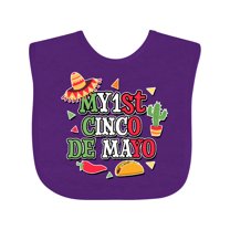 Inktastic My 1st Cinco De Mayo with Sombrero Red Chili Pepper Taco and Cactus Boys or Girls Baby Bib