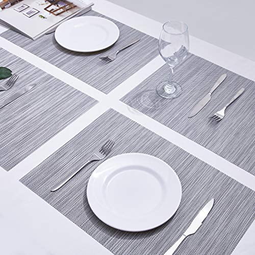 Placemats Place Mat Gray Table Mats Set Of 6 Non Slip Easy To Clean Wipeable Crossweave Woven Vinyl Washable Place Mats For Dining Kitchen Restaurant Table Walmart Com Walmart Com