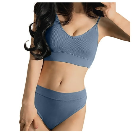 

Qcmgmg Bra and Panty Set for Women Beautiful Back Babydoll Cotton Lingerie Set L