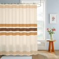 thumbnail image 4 of Horizontal Striped Shower Curtains for Bathroom, Modern Simple Leaf Lines Rustic Orange Waterproof Fabric Shower Curtain, Decorative Bathroom Curtain for Bathtub, 72"x72", No Hooks Included, 4 of 9