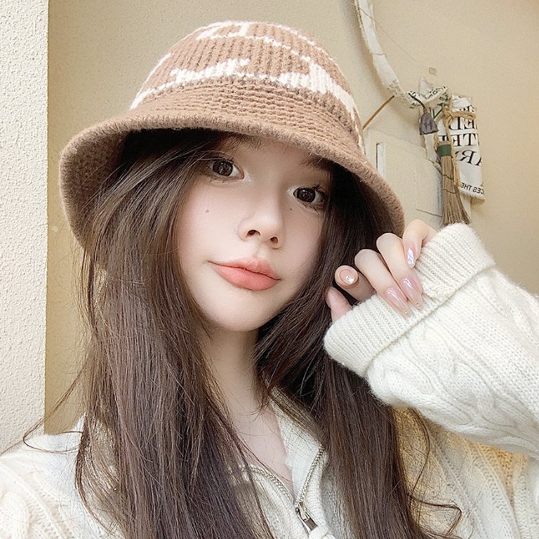 Women\'s Winter Bucket Hat Knit Cloche Hat Solid Color Warm Crochet Cap Women Winter Bucket Hat Fashion Knit Cloche Hat Solid Color  main image 4