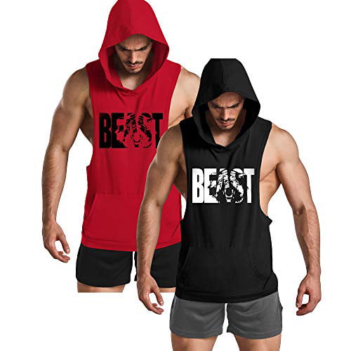 GYM REVOLUTION Men's Gym Muscle Long Sleeve Hoodies Workout Hooded Shirts Athletic Pullover Sweatshirt
