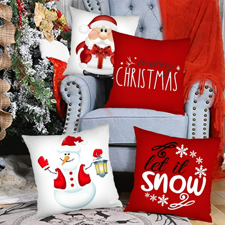 Christmas Pillow Covers 18x18 Set of 4 Rustic Christmas