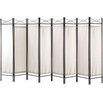 8 Panels Room Dividers Privacy Screen Washable Fabric Metal White Color