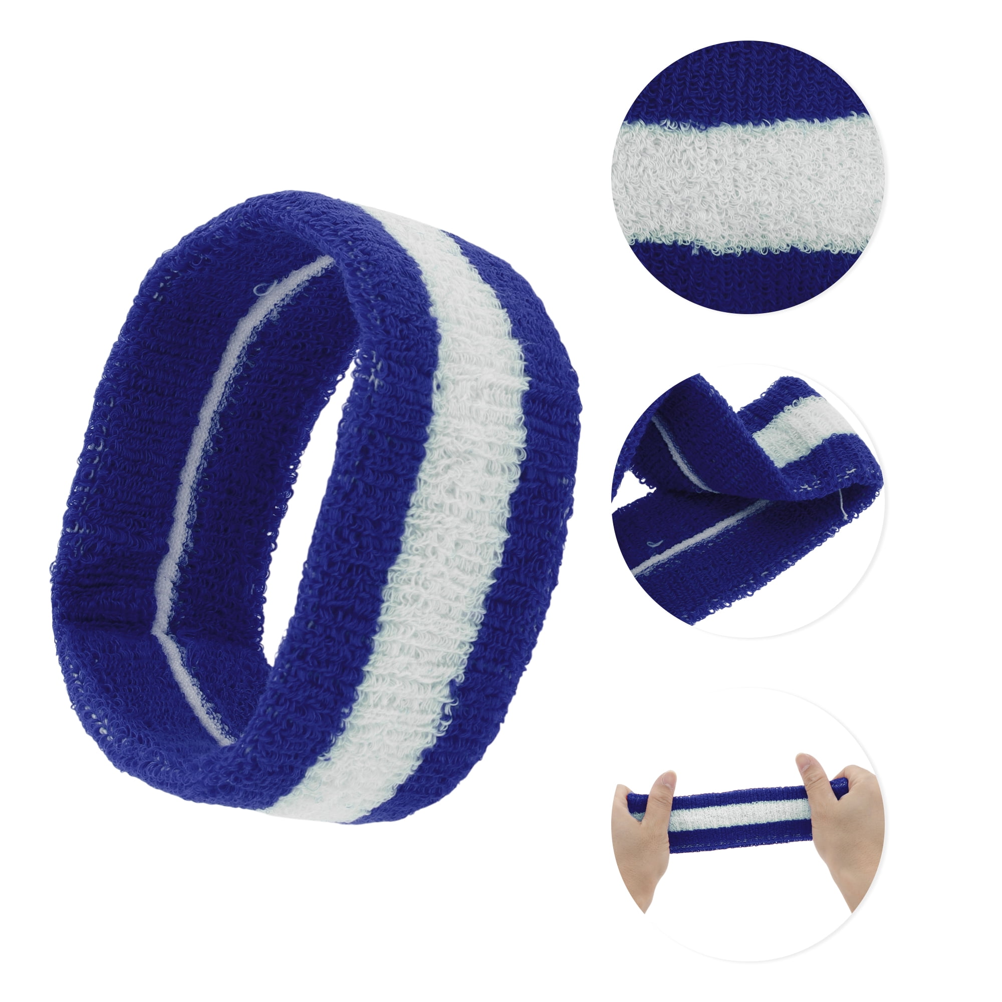 Unique Bargains 3Pcs Headband with Wristband Sweat Headband Blue White