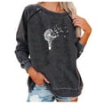 thumbnail image 1 of Haut Classique pour Femmes Col Rond Imprimé Manches Longues Polyester, Spandex (Gris Foncé, s), 1 of 5