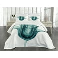 thumbnail image 3 of Ambesonne Rose Quilted Bedspread Set 3 Pcs, Flowers Nature, Queen Size, Teal White, 3 of 5