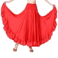 thumbnail image 3 of YM YOUMU Women Elastic Waist Satin Ruffle Ballroom Skirt Modern Dance Swing Waltz Tango Dancewear, 3 of 3