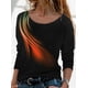 thumbnail image 2 of Camiseta con estampado de rayas Vintage para mujer, Tops a la moda de manga larga con cuello redondo, Camiseta holgada de punto ajustada para mujer 2022, 2 of 4