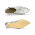 thumbnail image 4 of BLISSFUL STEP Women's Glitter Pointed Toe Stiletto Heel Ankle Boots Silver 8, 4 of 7