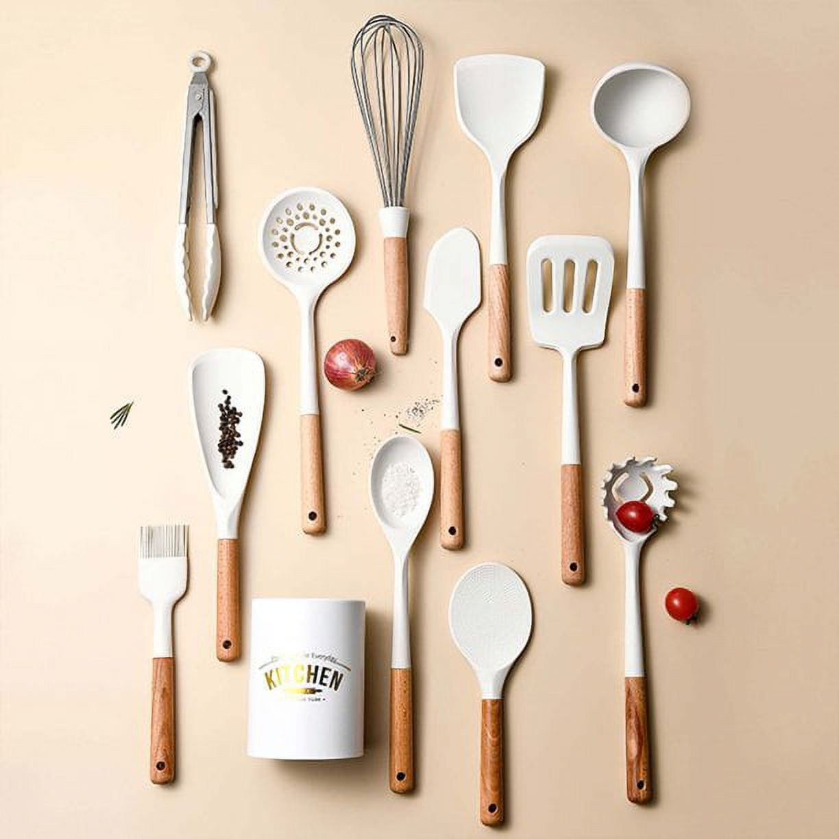LIANYU 33-Piece Silicone Kitchen Cooking Utensils Set with Holder, Wooden  Handle Heat Resistant Cook…See more LIANYU 33-Piece Silicone Kitchen  Cooking