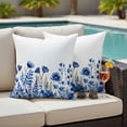 thumbnail image 4 of Blue Poppy Outdoor Waterproof Pillow Covers, Botanical Flowers Spring Garden Decorative Square Throw Pillowcase Sofa Cushion Sham for Patio/Couch/Chair, 20"x20" 2 Pack, 4 of 8