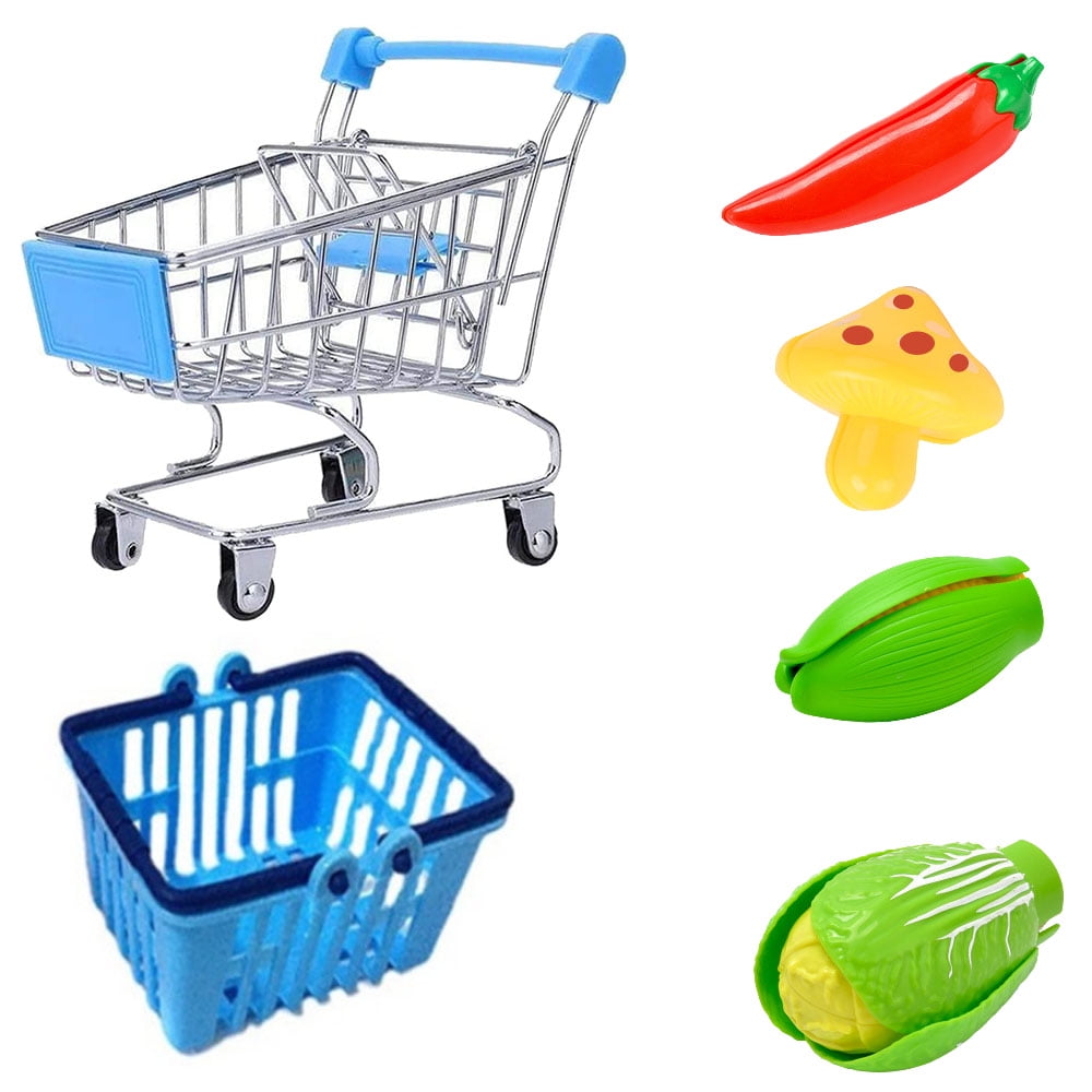 HAOAN Mini Shopping Basket Cart Play Pretend Food & Grocery Shopping