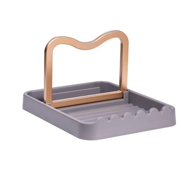 Billuyoard Soporte para olla y organizador y tapa para olla, cuchara, cuchara y olla, soporte de almacenamiento fácil de limpiar, organizador Cocina y Comedor gris