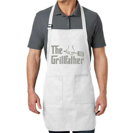 Men s The Grillfather Full-Length Apron with Pockets - White