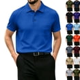thumbnail image 2 of Men's Breeze Polo Shirts Beer Belly Breeze Short Sleeve Wear Collared Textured Shirt Stretchy Quick Dry Casual Golf,Blue,3XL, 2 of 6