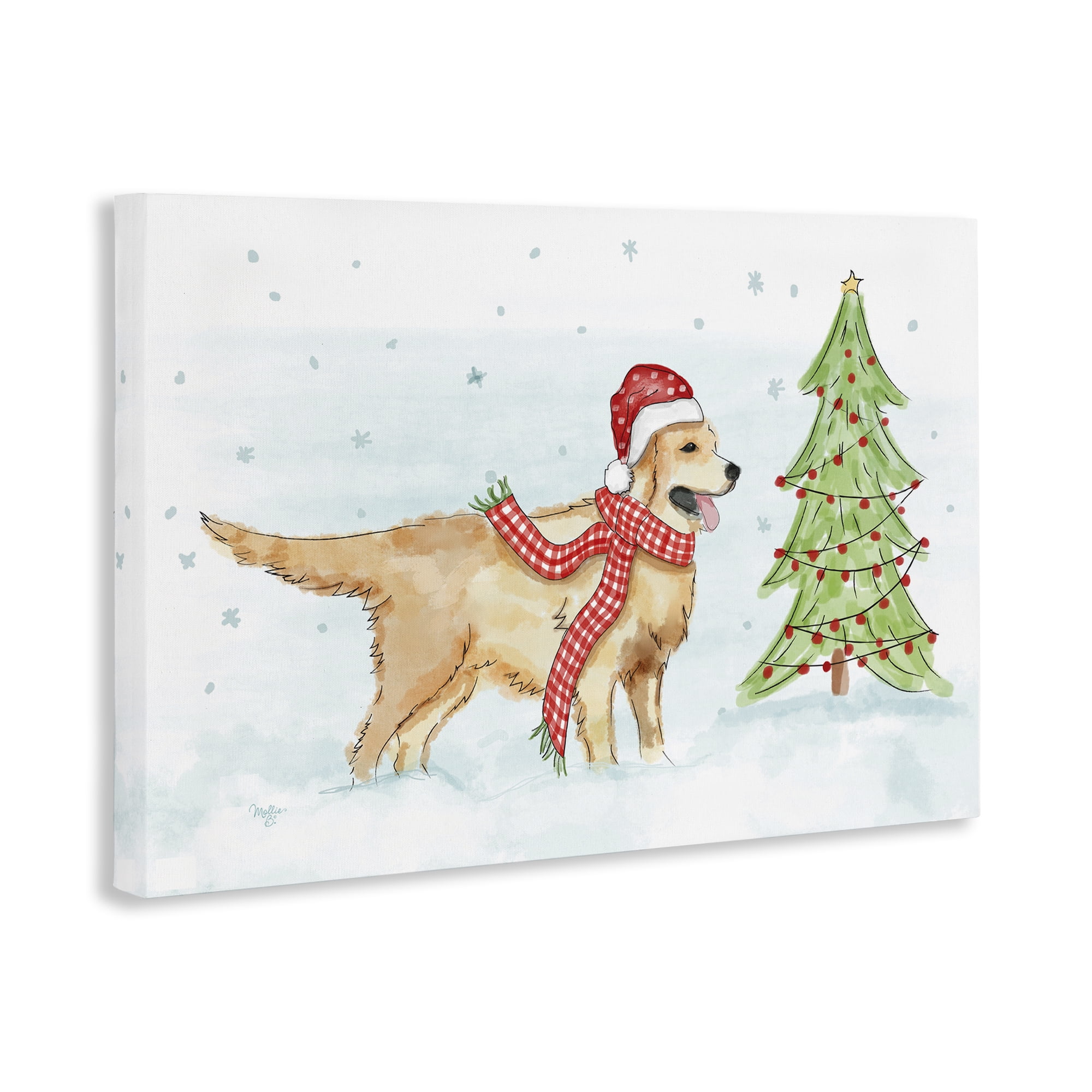 Stupell Industries Snowy Labrador Scene Holiday Painting Gallery Wrapped Canvas Art Prints Wall Art, 30 x 20