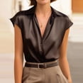 thumbnail image 2 of UDAUDU Womens Satin Button Down Shirts Sleeveless Summer Silk Tank Tops Collared Business Casual Outfits Black S, 2 of 4