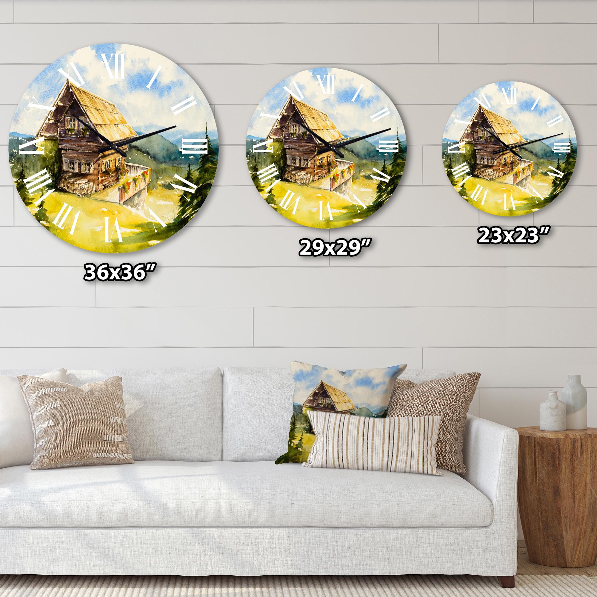 Designart 'Peaceful Landscape With Old Cottage At Summer' Traditional Wall Clock